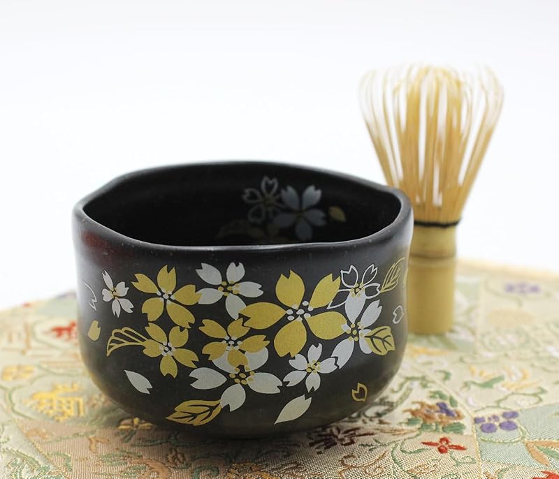 Set tazones té Mino Ware chawan cerámica Tenmoku Sakura