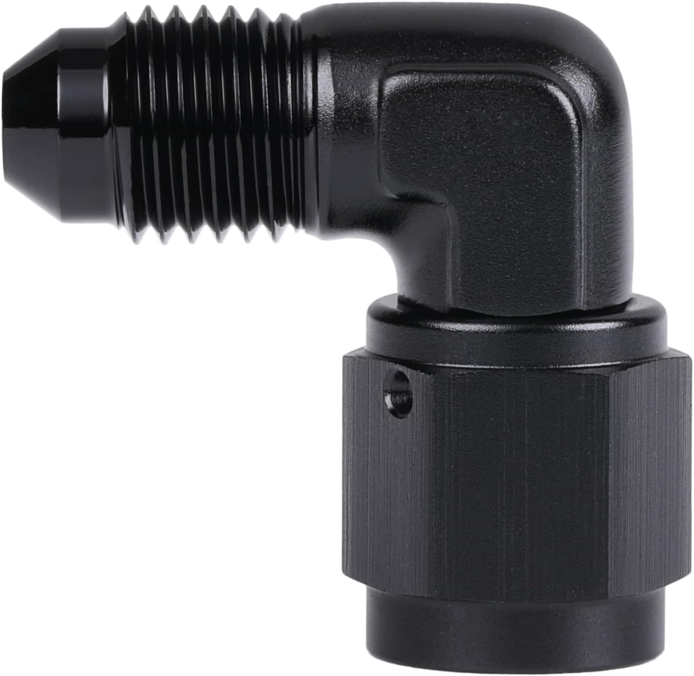 Adaptador 3AN hembra a macho codo 90 grados aluminio negro