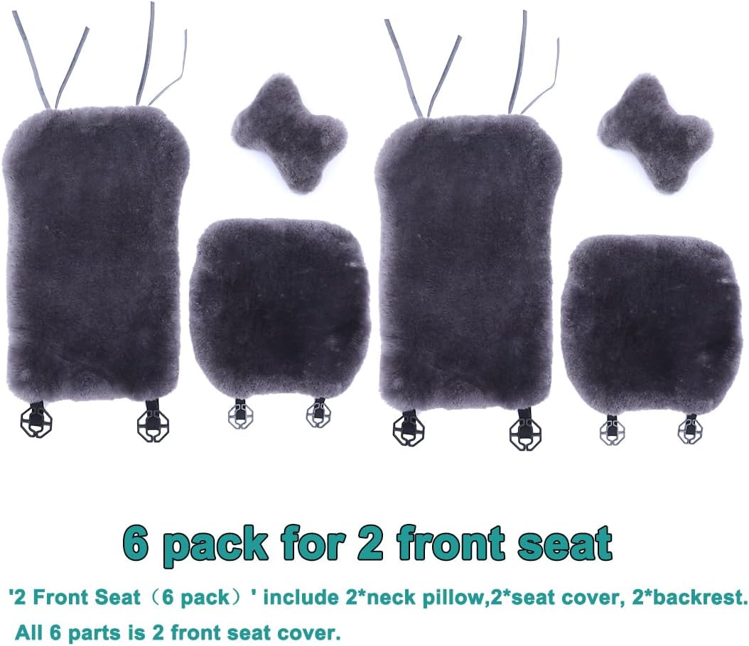 2 Fundas Asiento Coche Piel Oveja Esponjosa Negro