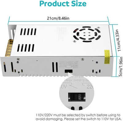 Adaptador 12v 30a 360w universal para LED pixel CCTV