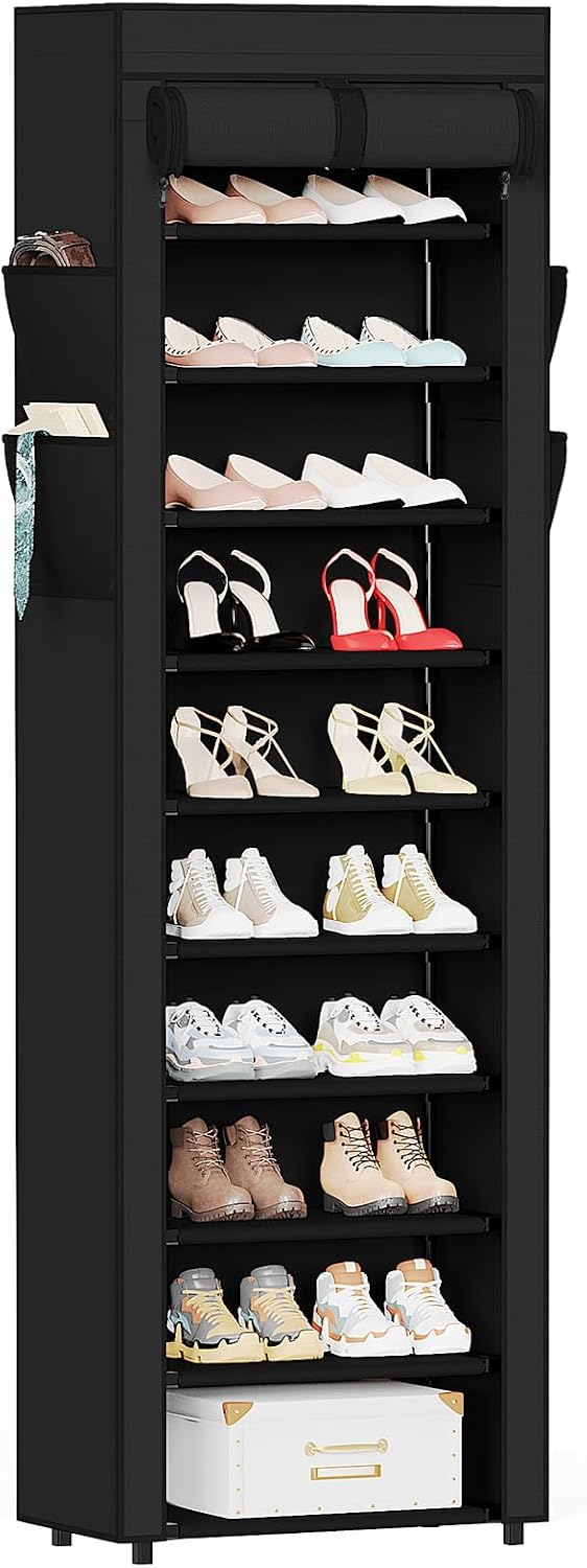 Zapatero alto 10 niveles 18-22 pares con bolsillos