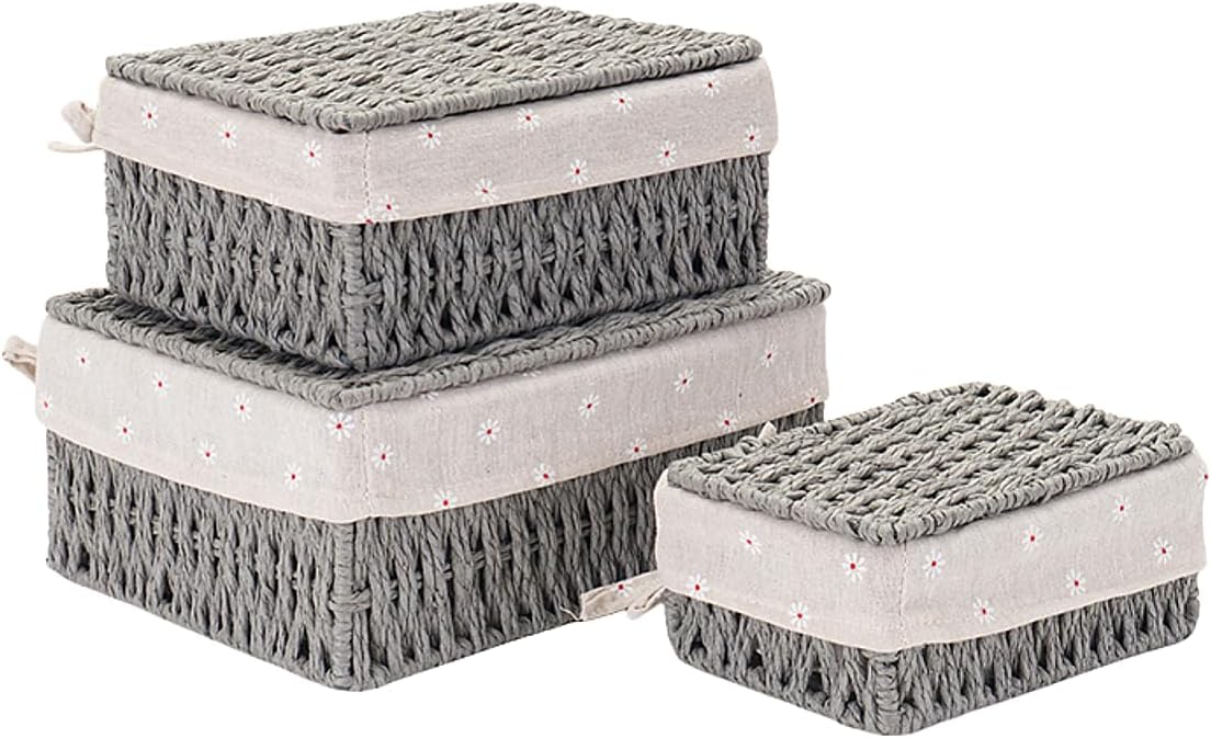 Cestas mimbre forradas estilo bohemio escritorio