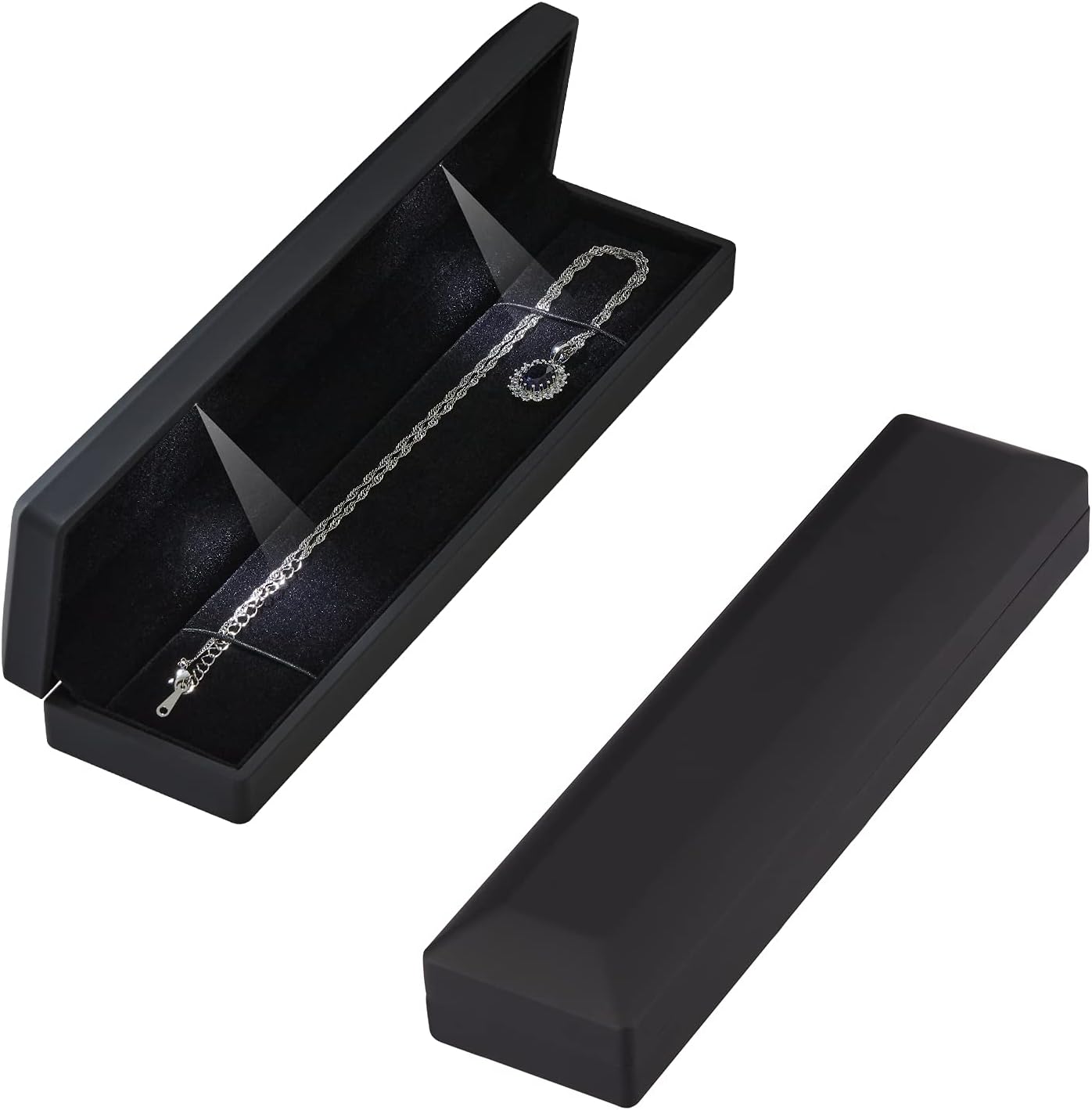 Caja terciopelo para collar con luz LED compromiso San