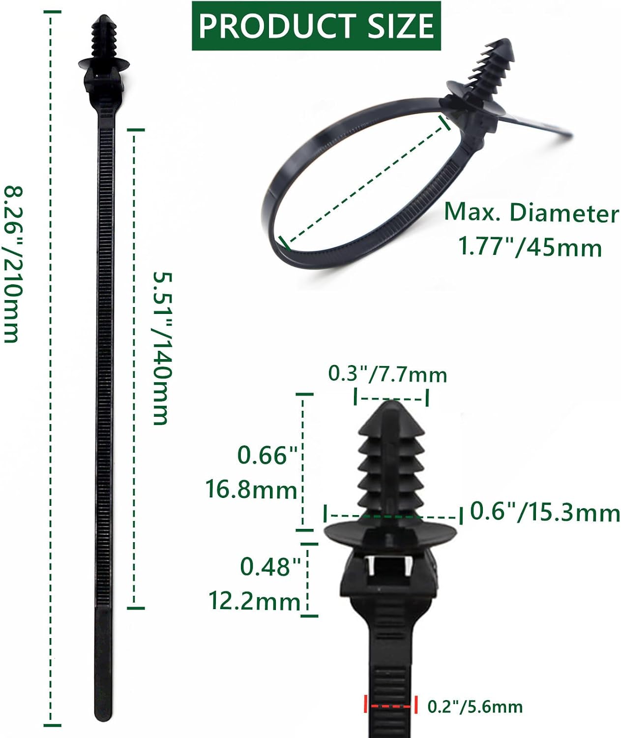 Bridas cables 8.3pulg automotrices con pasador 100 pzas