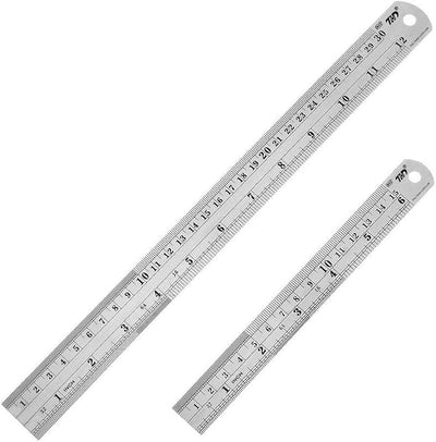 Juego reglas acero inox 30x15cm borde recto