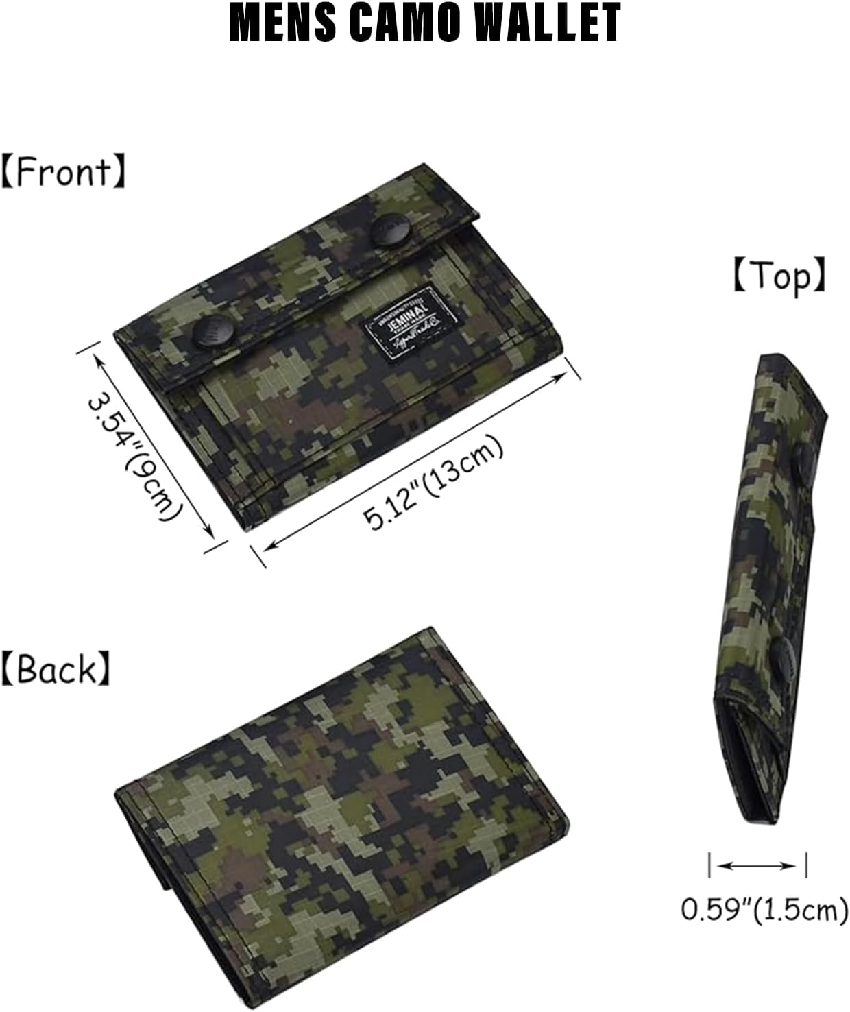 Cartera plegable camuflaje verde impermeable hombre