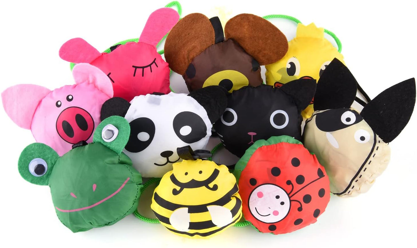 10 bolsas tote plegables reutilizables ecológicas animales
