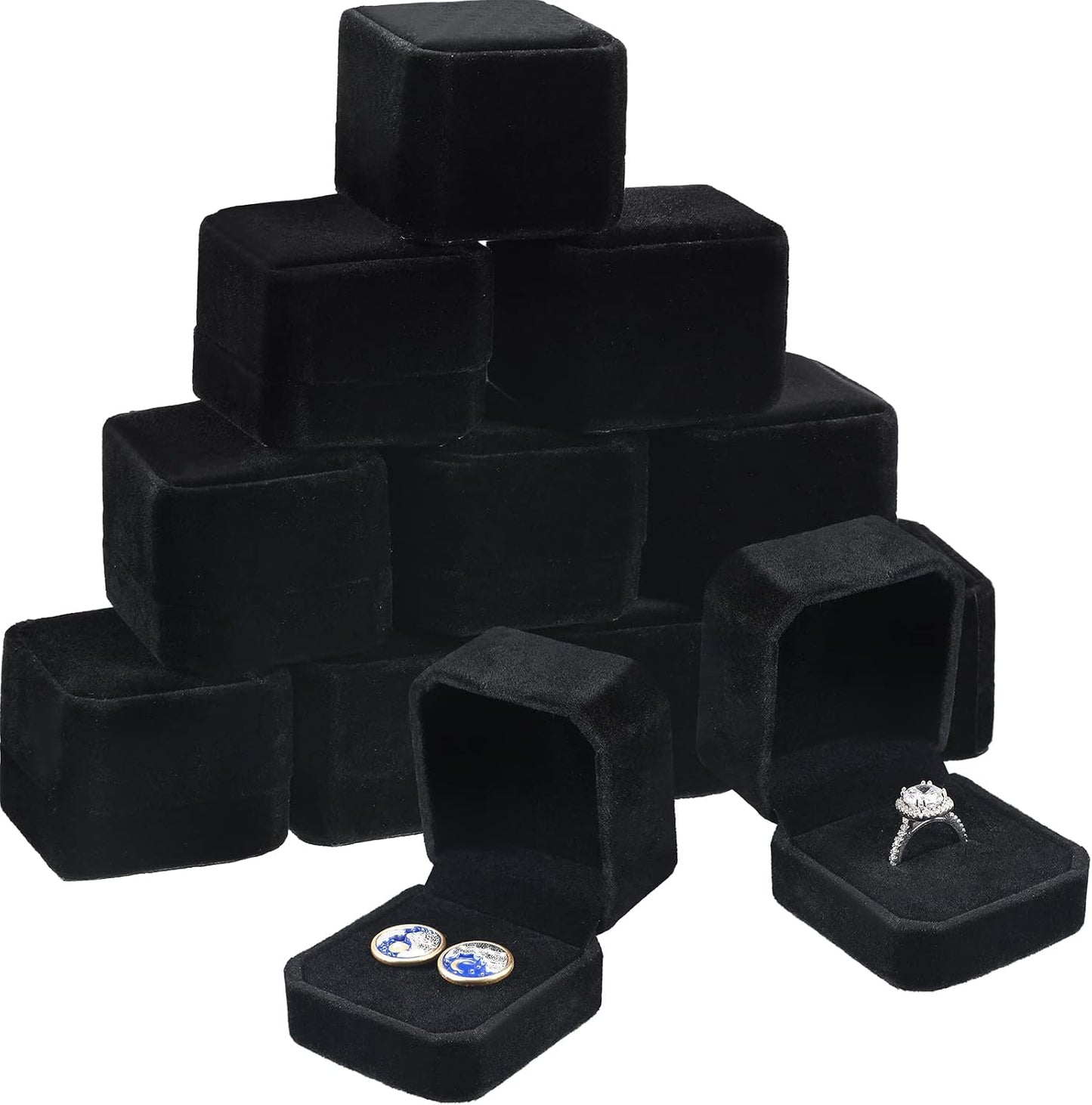 24 Cajas Terriplejo para Anillos Boda 2.13x1.97" Negro