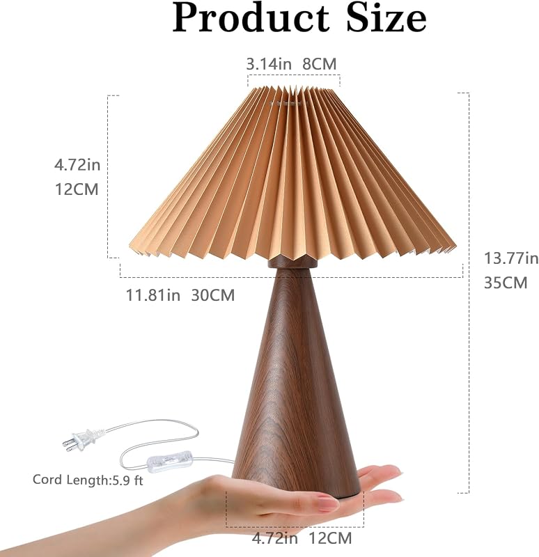 Lámpara Mesa Mini Madera con Sombra Escalonada