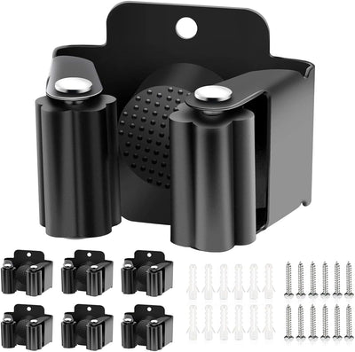 6 Soportes Escoba Acero Inox Estante Herramientas Negro