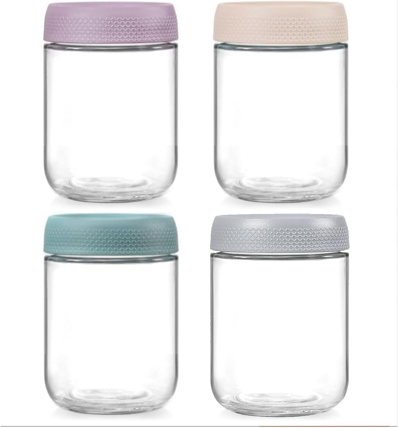 4 Pzas Tarros Vidrio 16oz Con Tapas Herméticas