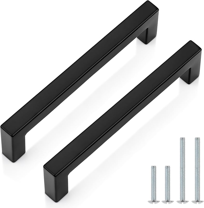 25 Tiradores Cajones Negro Mate 5" Acero Inox