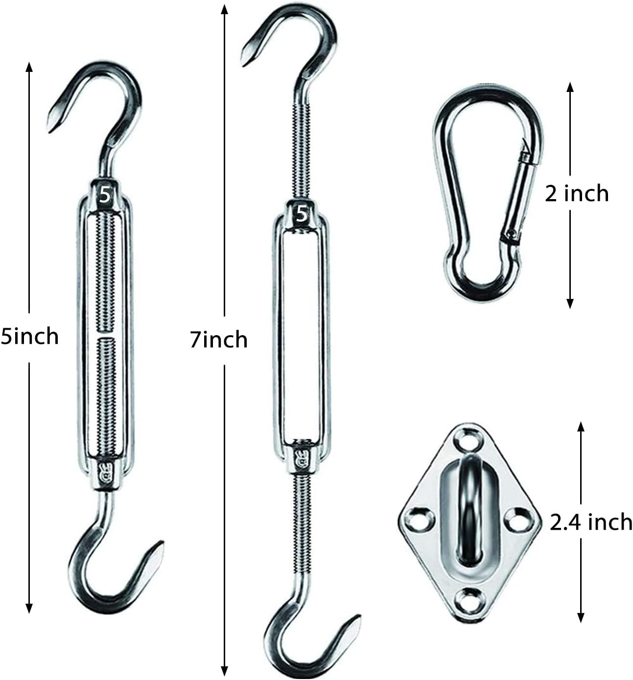 Kit accesorios vela toldo triangular 5" acero inox 30 pzas