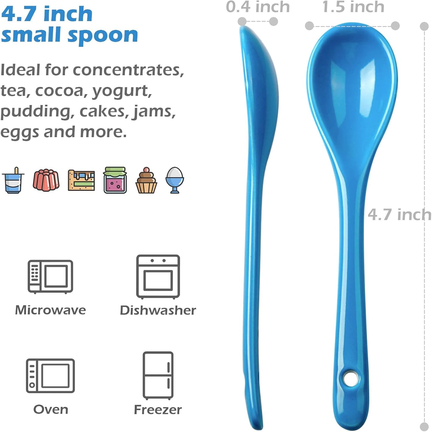 Set 8 Cucharas Cerámica para Café Té Yogur 4.7pulg
