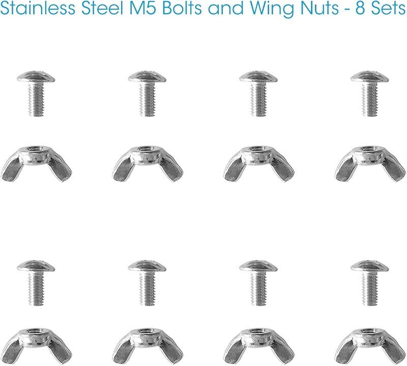 Juego 8 Tornillos M5 Acero Inox con Tuercas de Ala