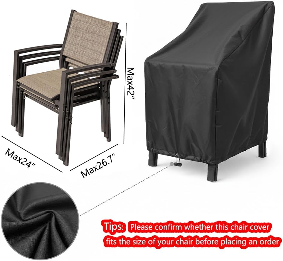 Funda impermeable silla exterior tela oxford con cordón negro