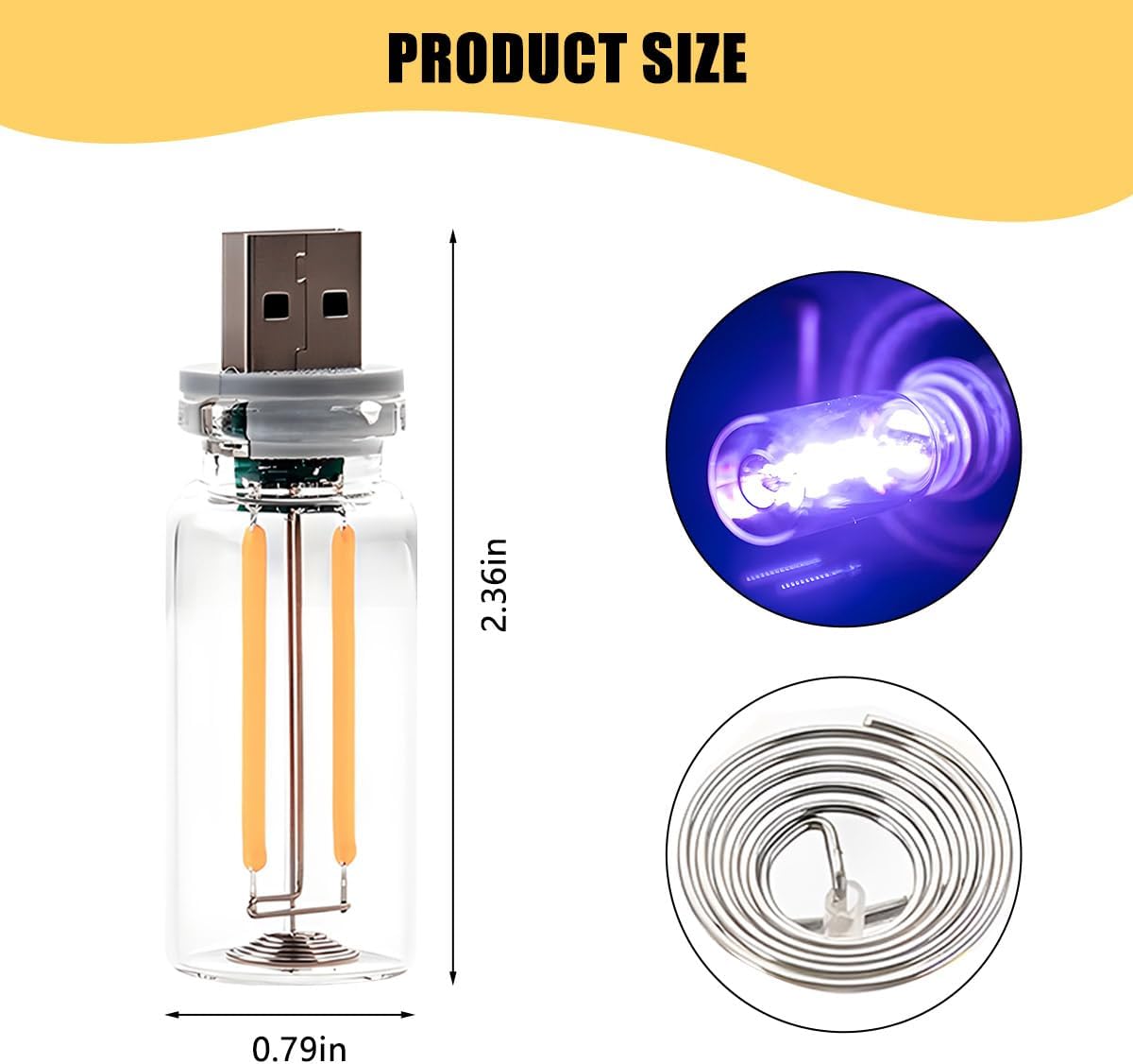 Luz LED USB para auto mini botella carga ambiental