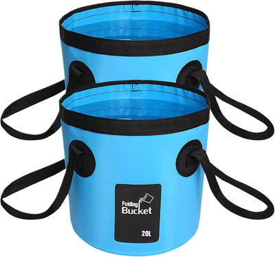 Cubo plegable 2 Pzas con mango para almacenamiento agua