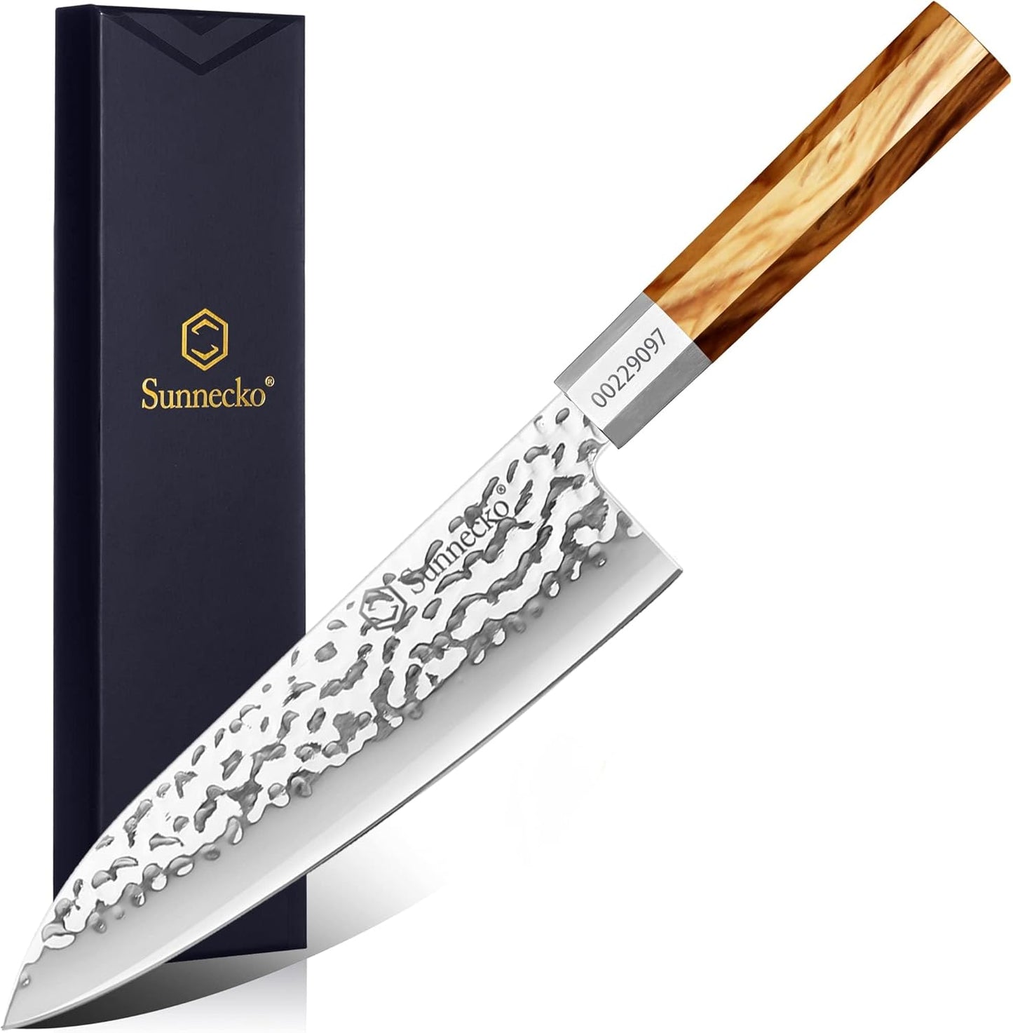 Cuchillo Chef Acero Alto Carbono Mango Madera Forjado a Mano