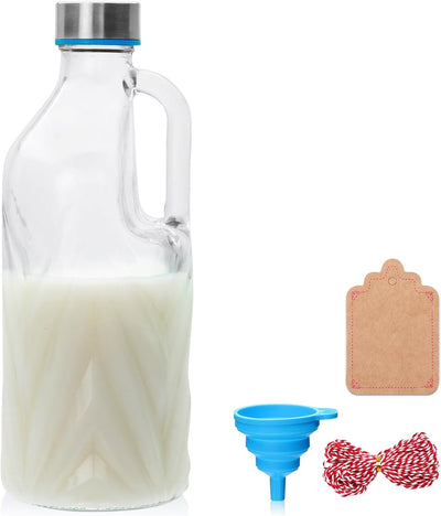 Jarra vidrio 36oz con tapa asa para café té jugo