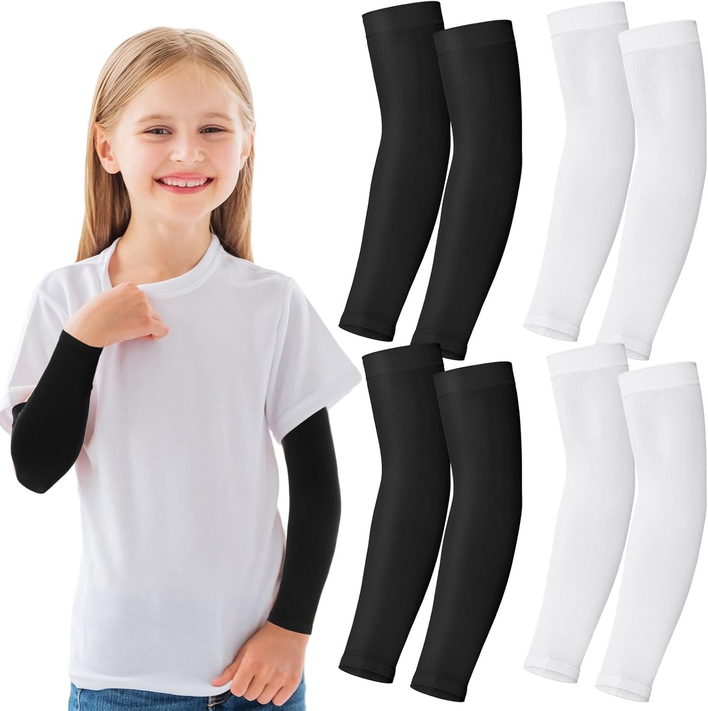 4 Pzas Mangas Compresión Niños Deporte Exterior