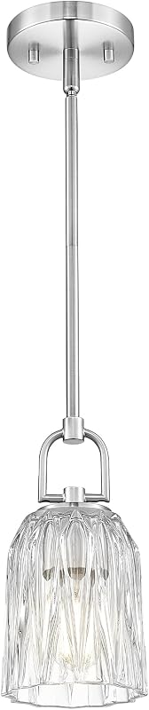 Lámpara colgante níquel cepillado cristal E26 moderna