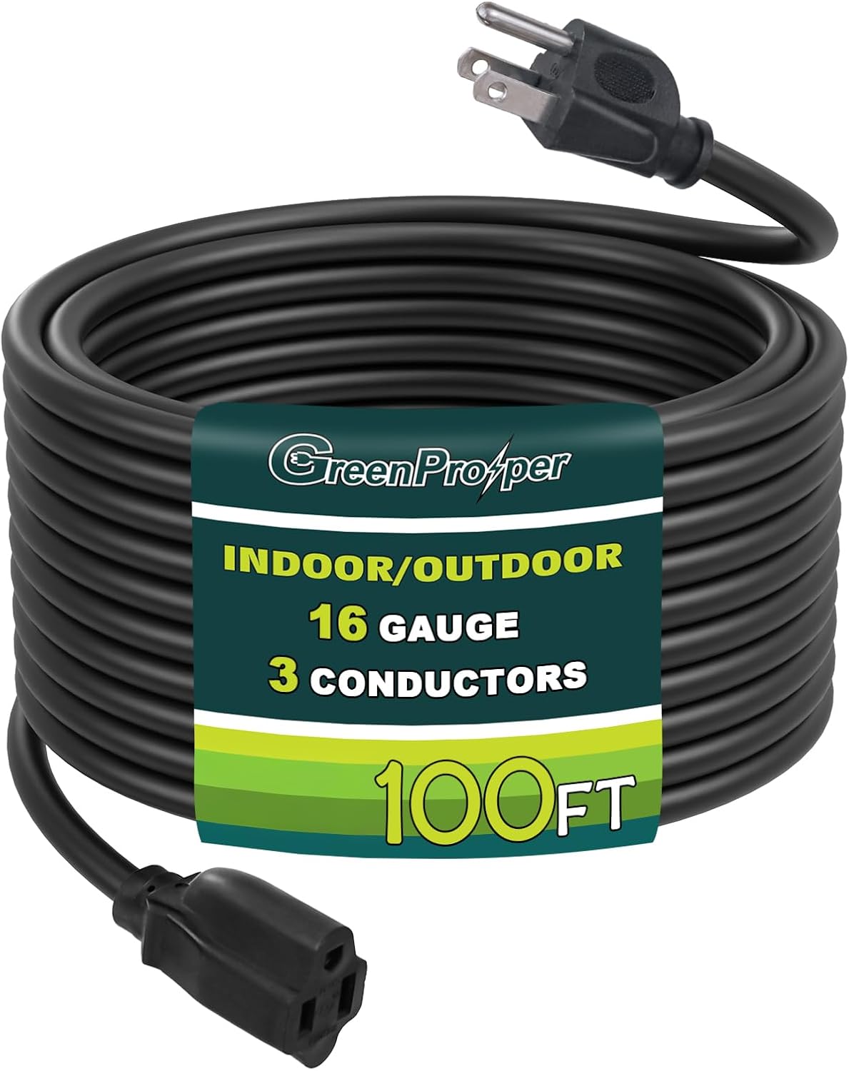 Cable extensión 100ft negro 16/3 SJTW 13A impermeable