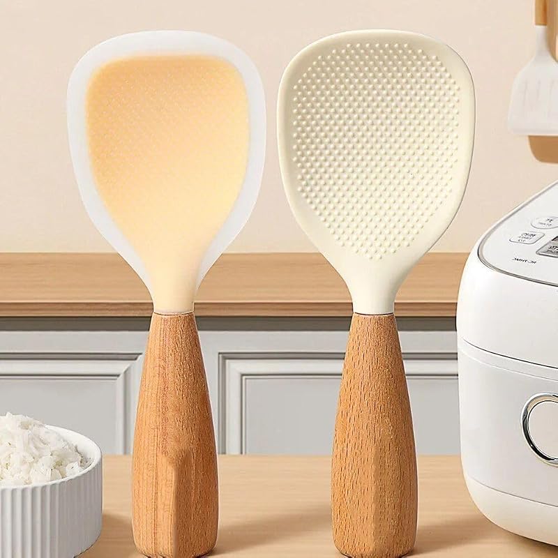 Pala de arroz silicona beige servir comida resistente calor
