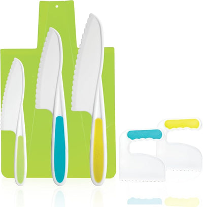 Juego corte niños 3 cuchillos seguros tabla plegable
