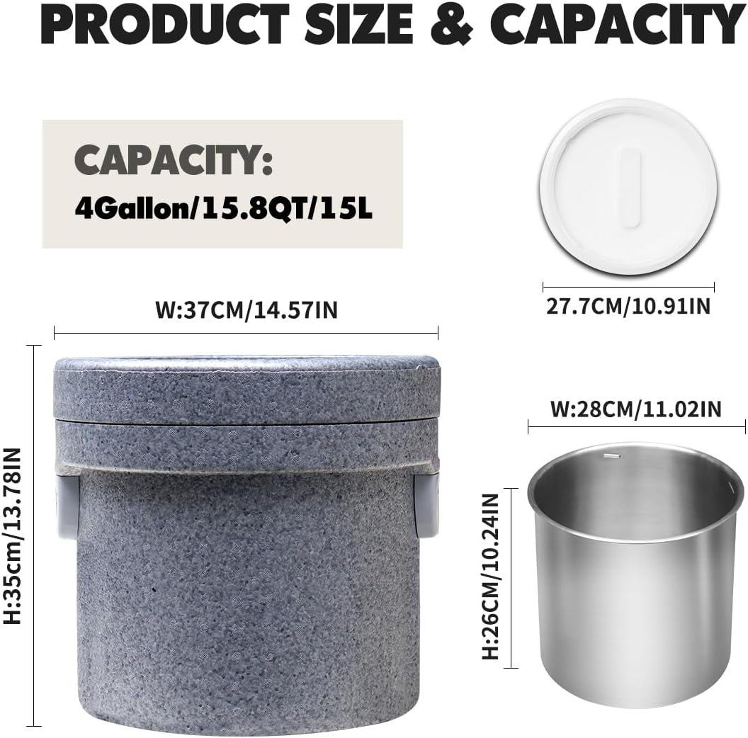 Contenedor sopa aislado EPP con cubo acero inox apilable