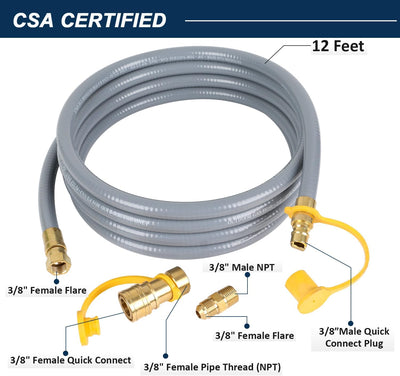 Manguera gas parrilla 3/8pulg con conexión rápida 12ft