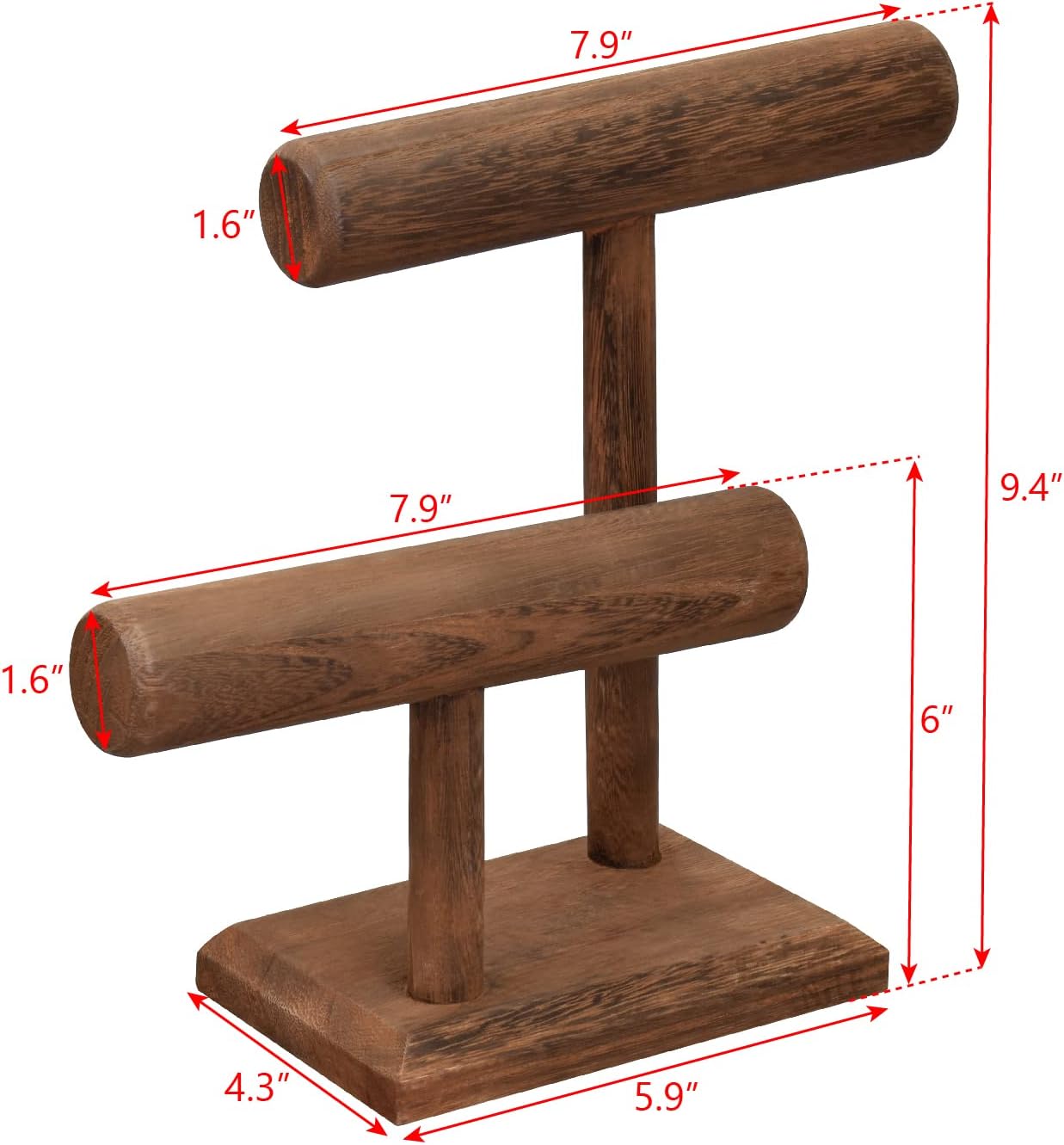Soporte joyas madera 2 niveles color marrón
