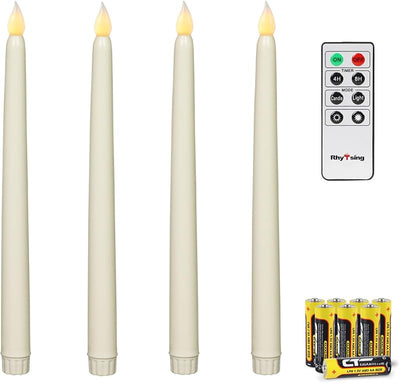Velas cónicas marfil con temporizador LED 27.4cm set 4