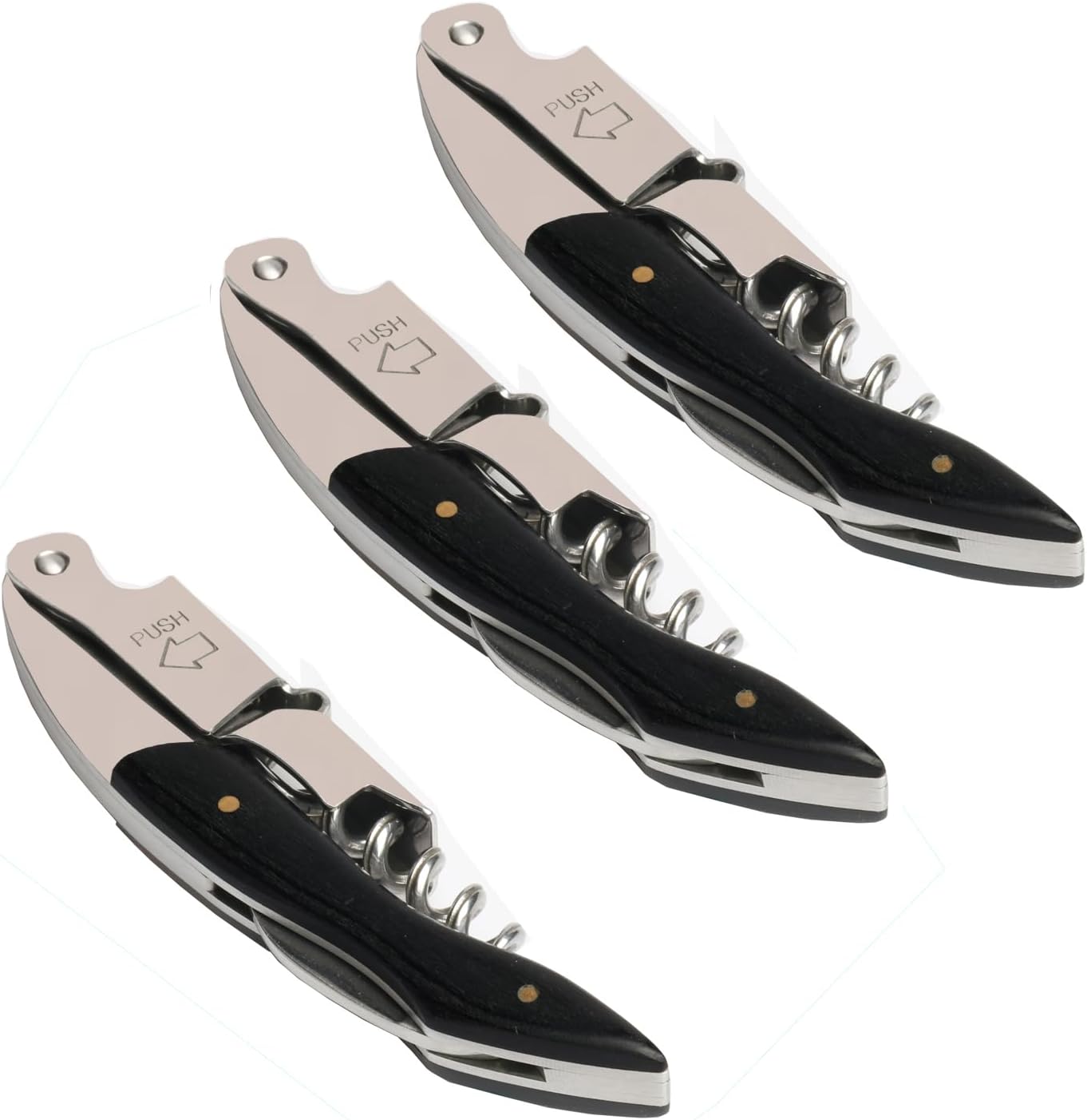 Set 3 llaves vino mango palisandro acero inox para bares