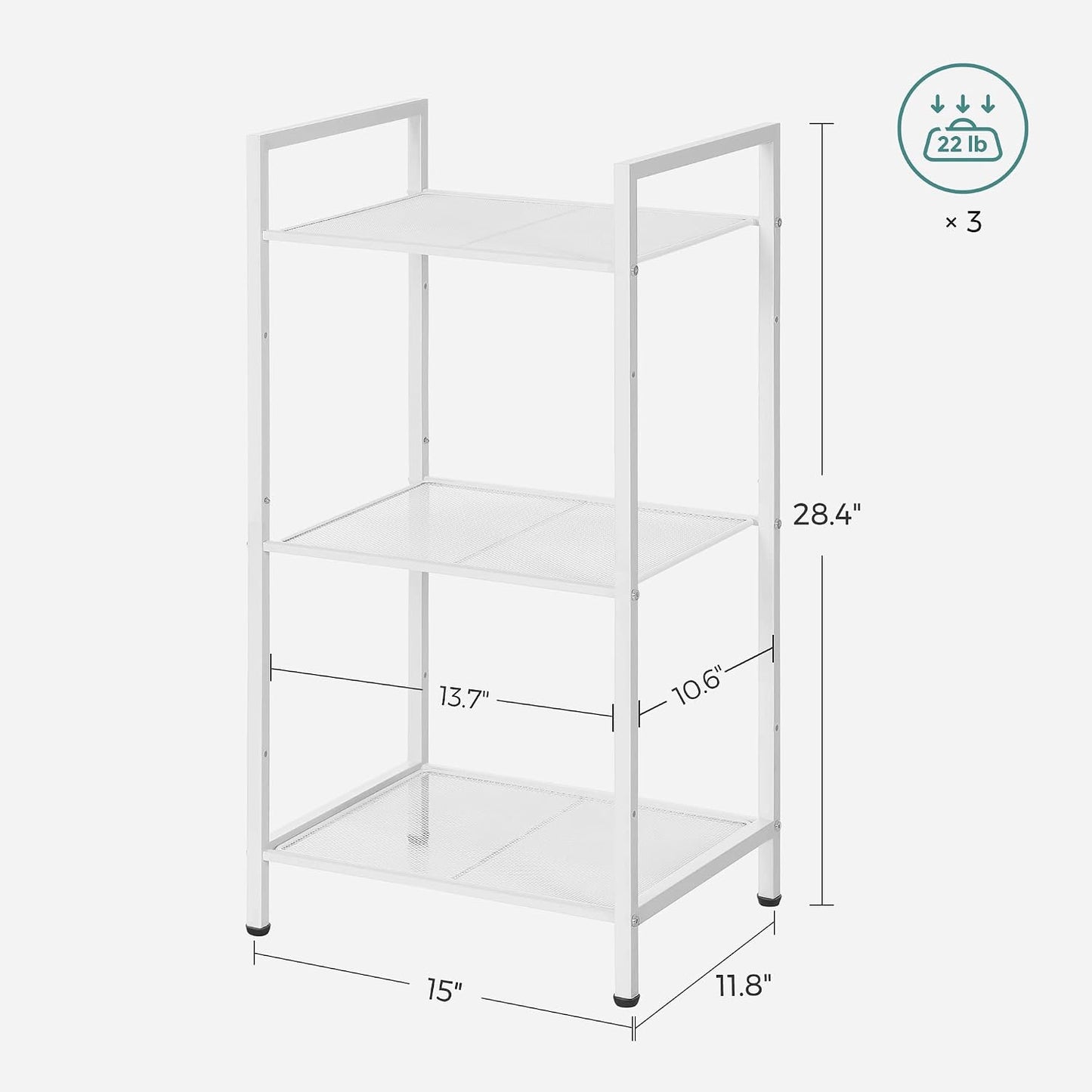 Estante 3 niveles baño sala cocina ajustable blanco