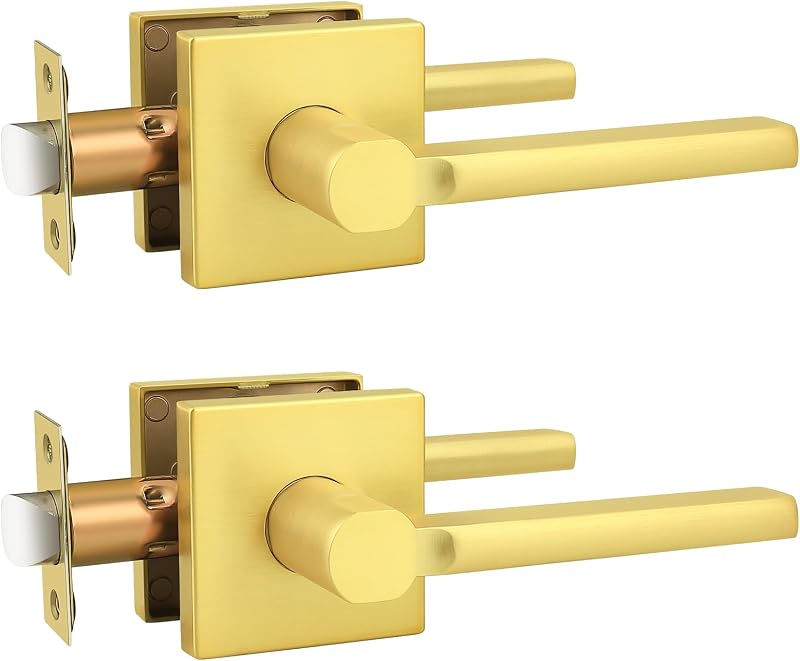 2 Palancas Paso Dorado para Manija Puerta Sin Llave