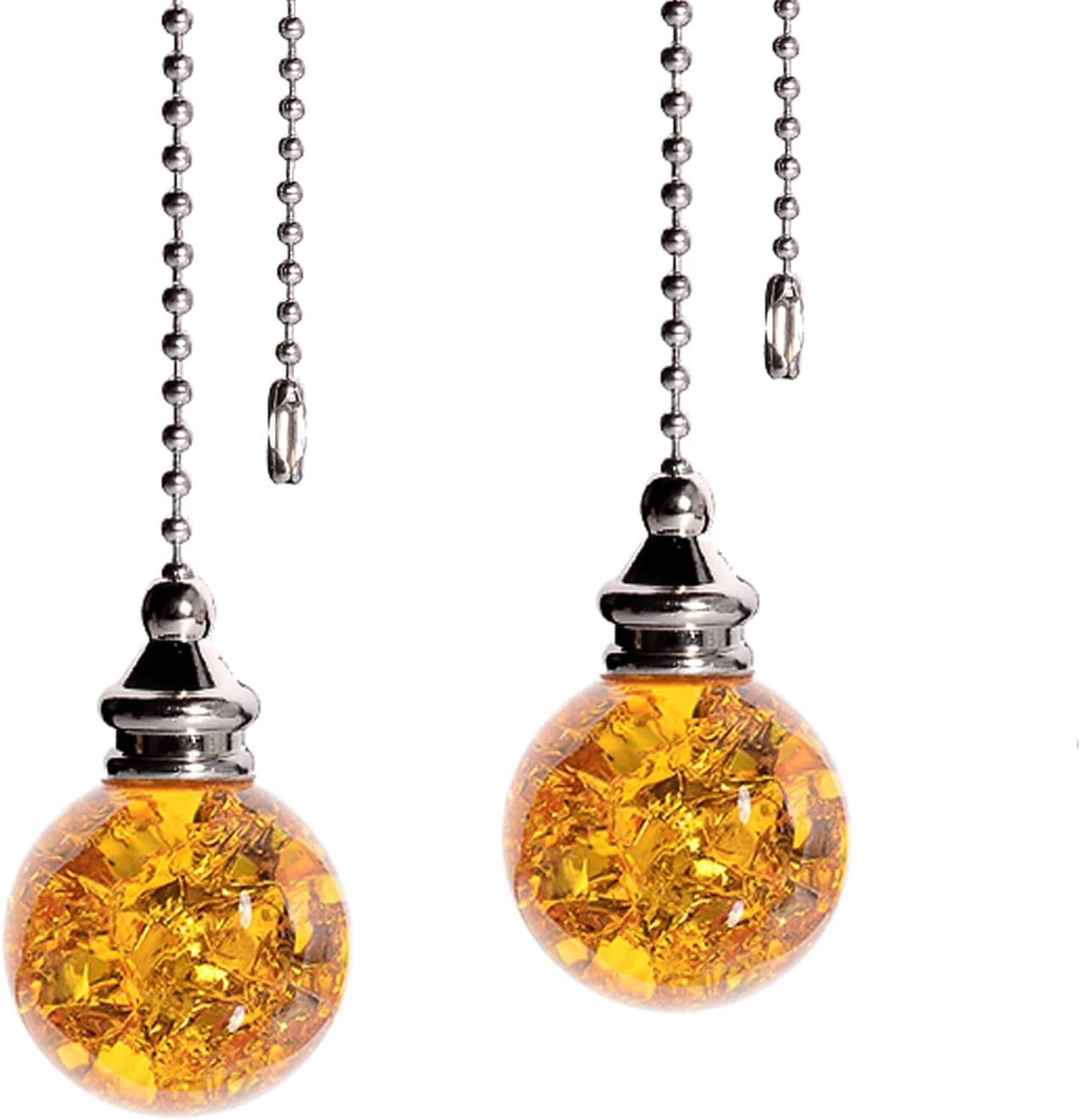 Cadena tracción bola vidrio ámbar con grietas hielo