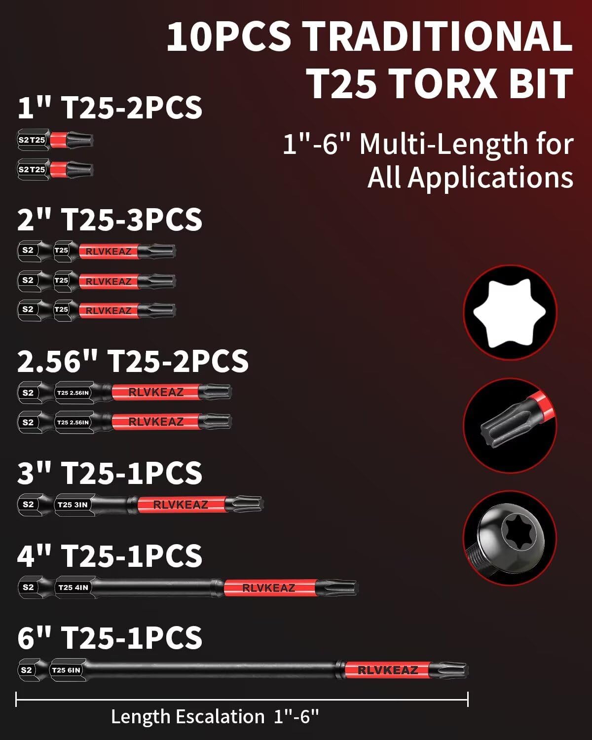 10 Pzas Brocas Torx T25 Acero S2 Magnéticas 1/4''
