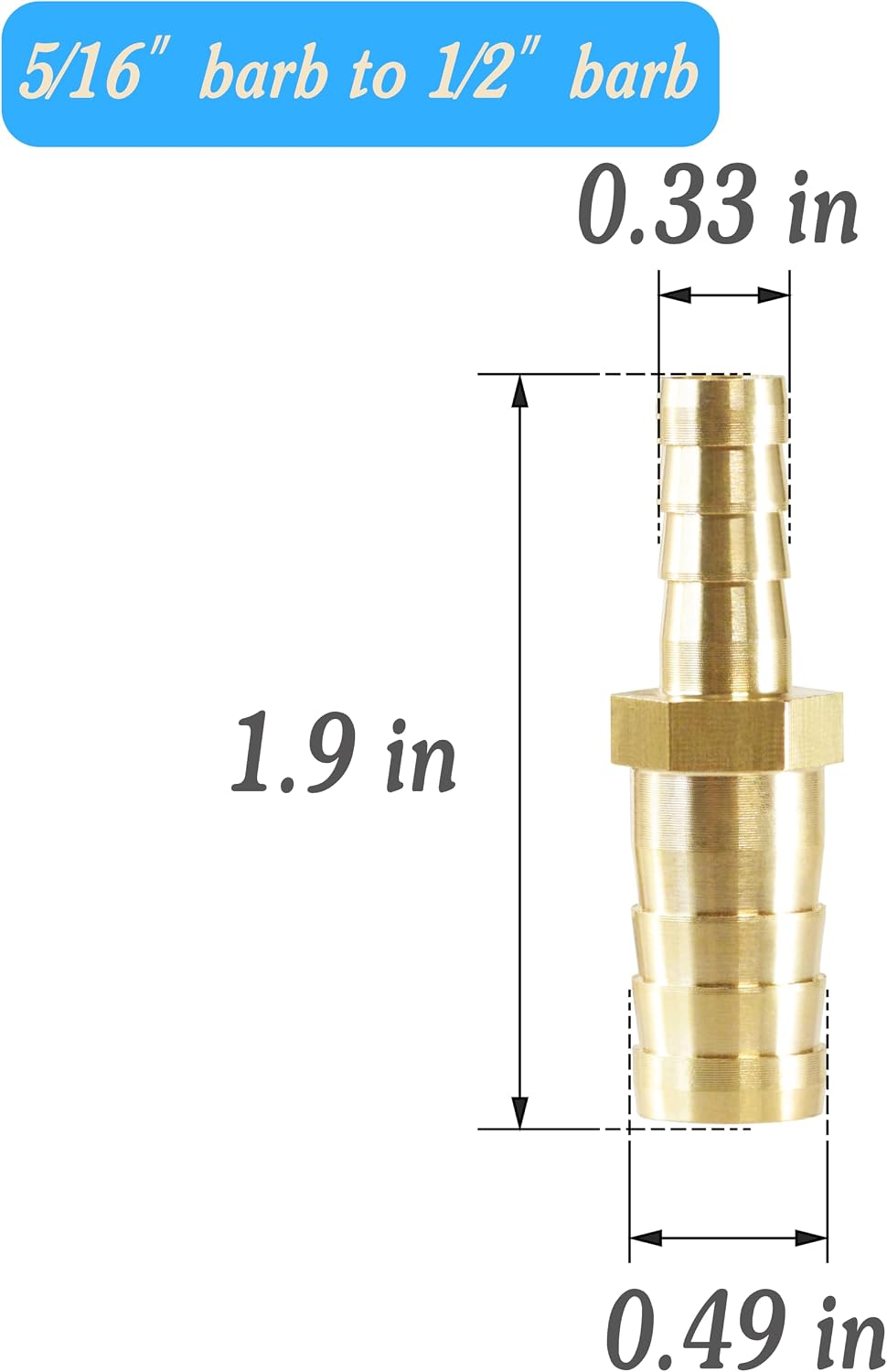 Reductor púas manguera latón 1/2 a 5/16 con abrazaderas acero inox