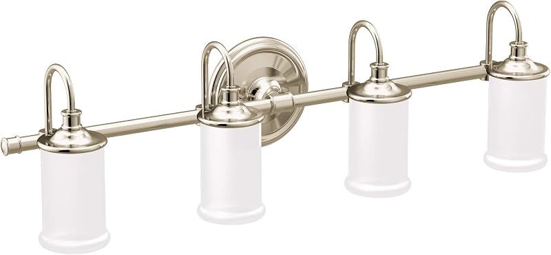 Accesorio baño doble montaje 4 luces vidrio esmerilado