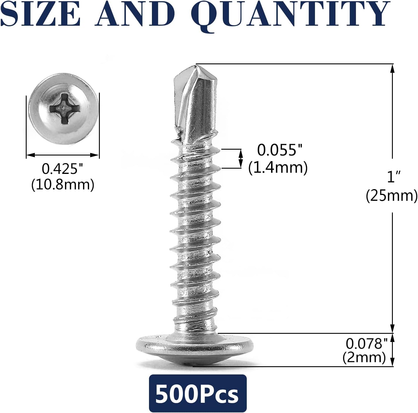 Tornillos acero inox #8x1 500pzas cabeza armadura