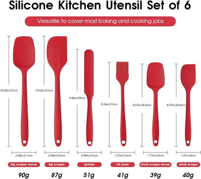 Set 6 Espátulas Silicón Alimenticio Antiadherente Multicolor
