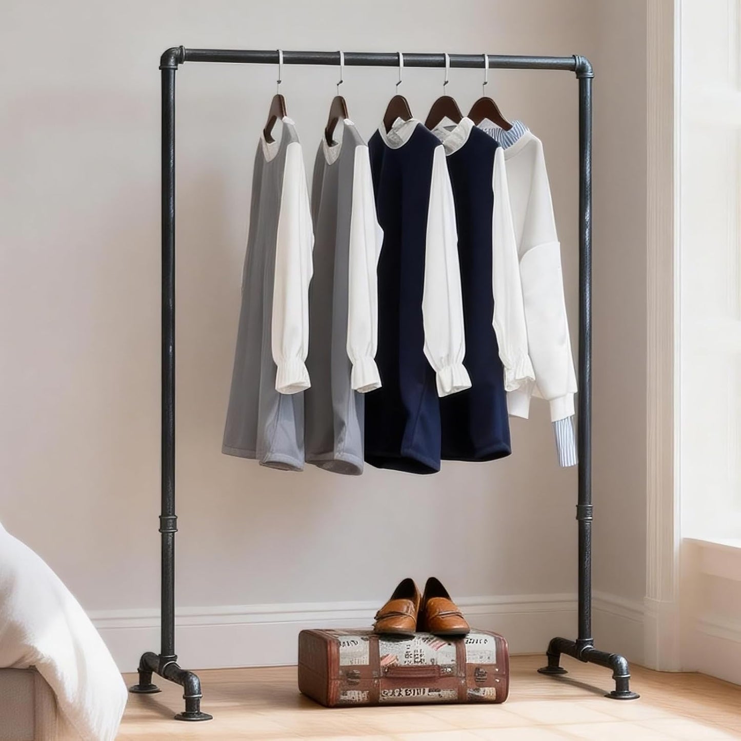 Estante industrial para ropa tubo 59" metal resistente