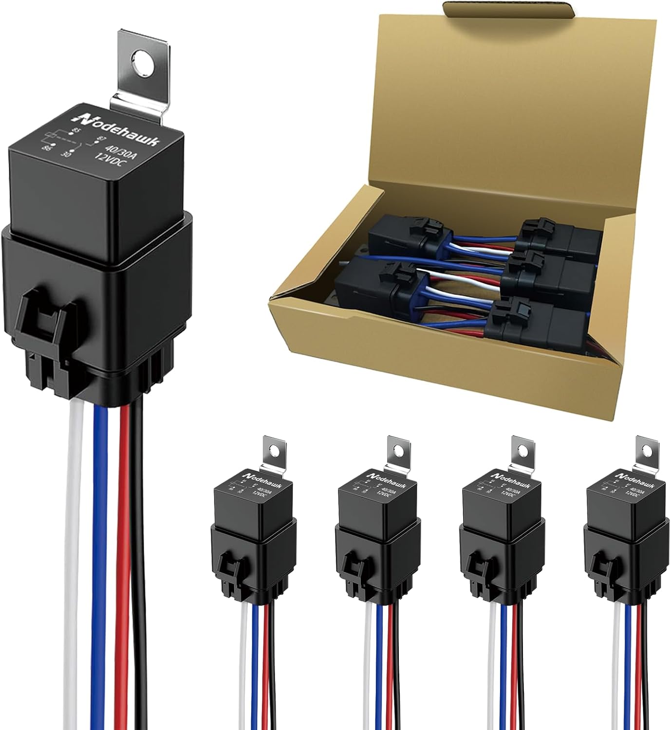 Relé automotriz 40/30AMP 12V CC impermeable set 5