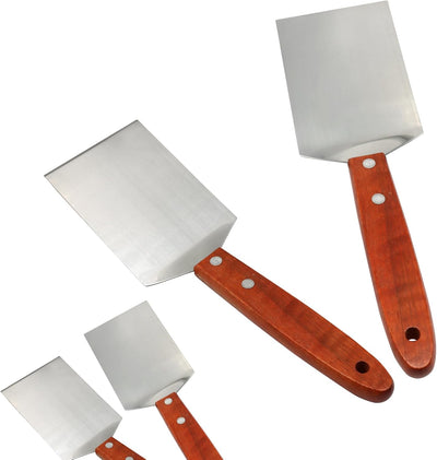 4 Espátulas Brownie Metal Mango Madera 2.5x8.1pulg