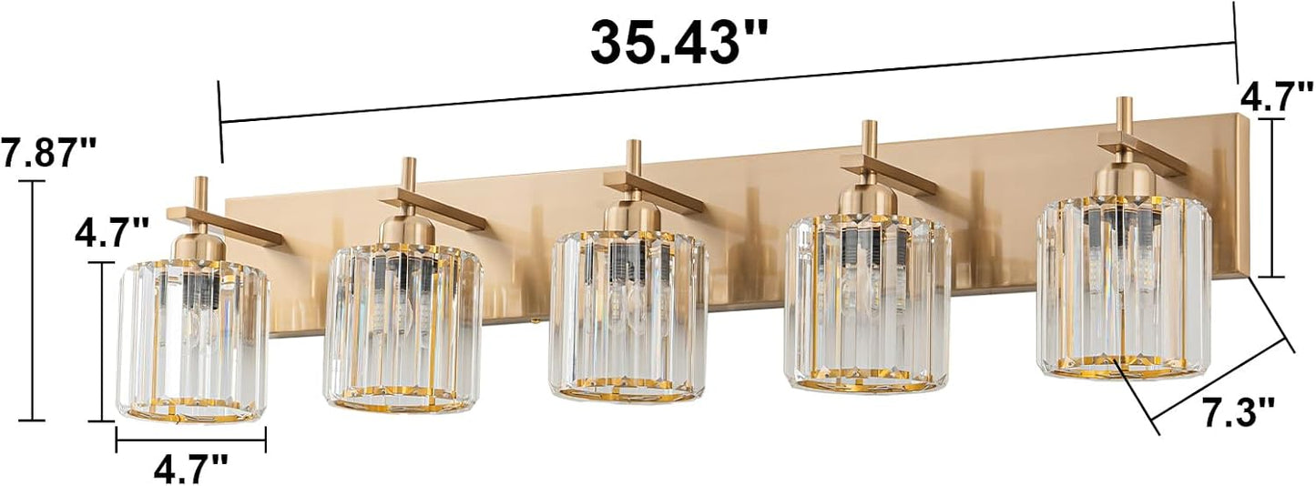 Lámparas de baño con luces doradas y acabado latón