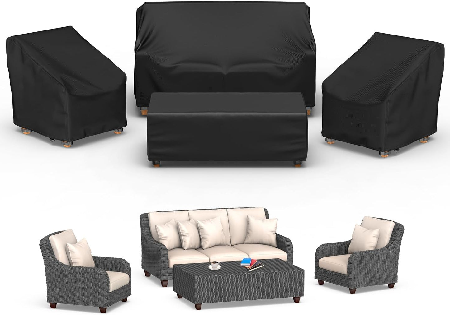 4 Pzas Fundas Impermeables para Muebles Exterior
