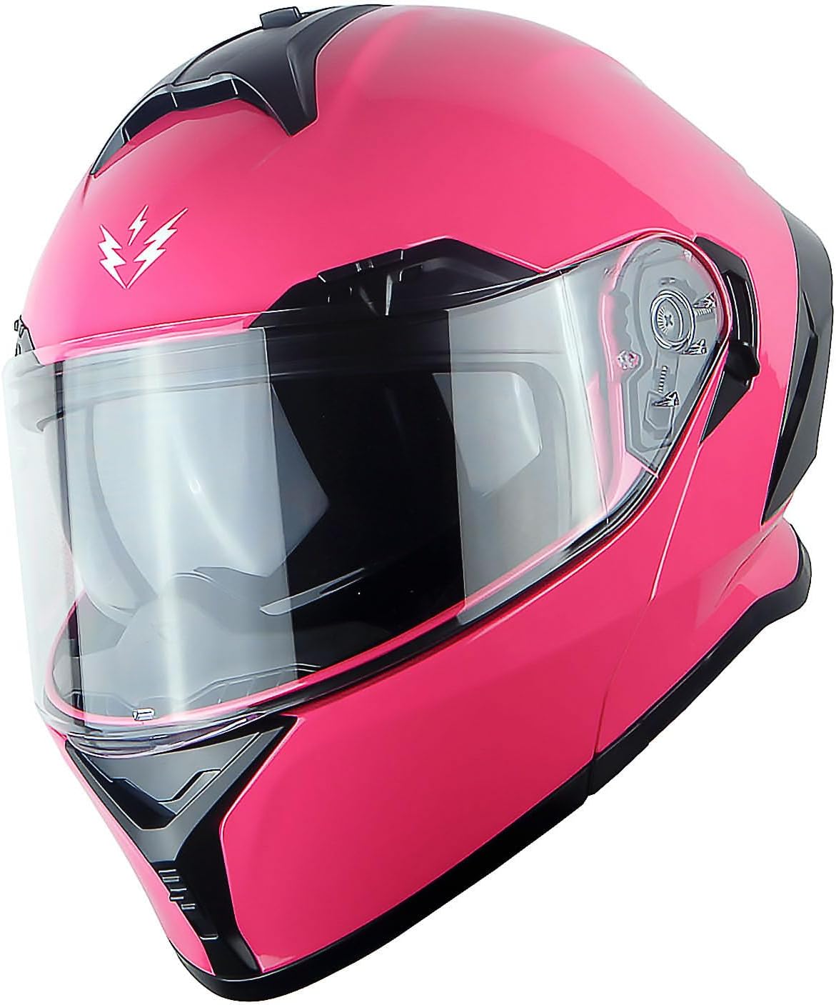 Casco modular cara completa visera doble luz LED-X90 rosa