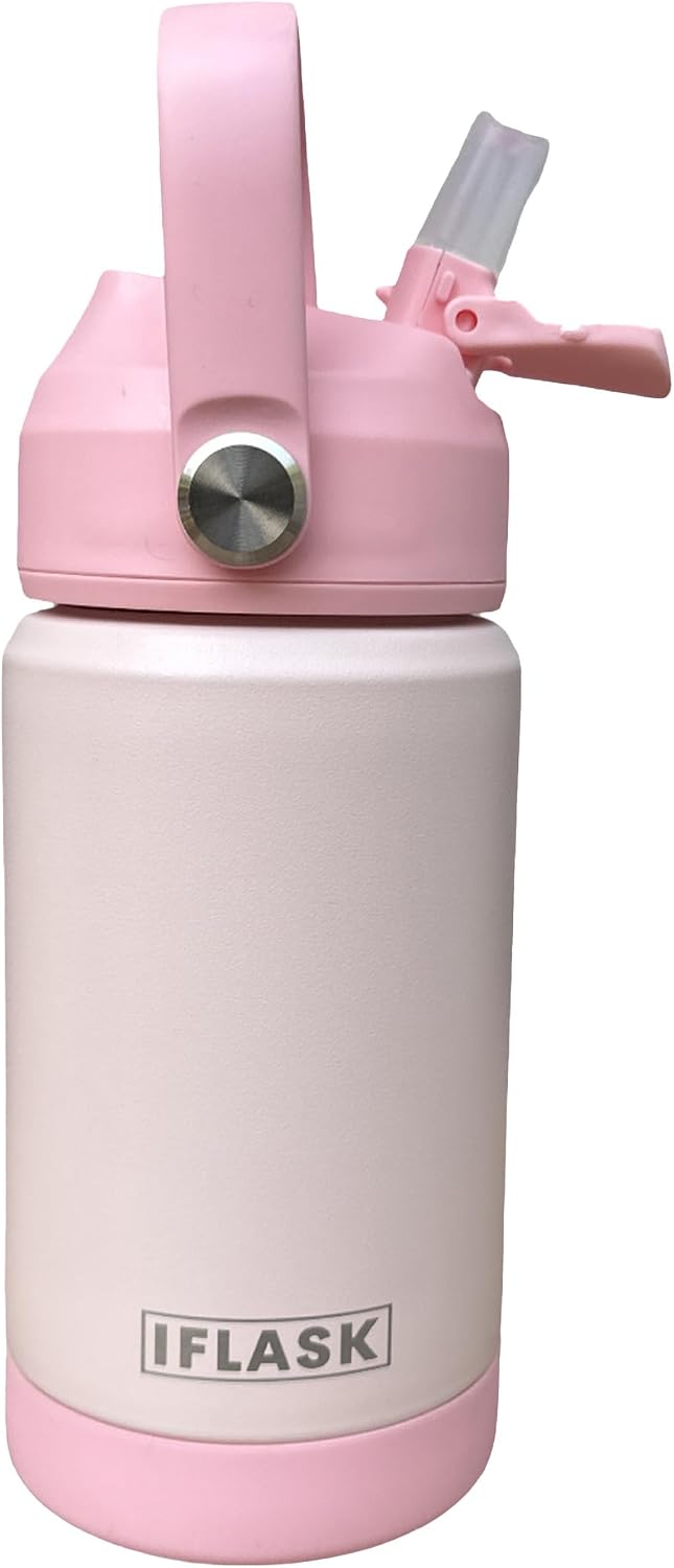 Botella agua niños 12oz acero inox doble pared sin BPA rosa