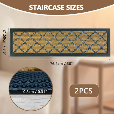Alfombra escalera exterior goma antideslizante marrón 8.5x30pulg